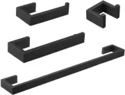 BESy 4 Piece Bathroom Accessories Set (23.6'' Towel Bar, Hand Matte Black