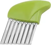 Antrader Stainless Steel Potato Carrot Chip Vegetable Crinkle Wavy Chopper Cutter French Fry Slicer 1 Pack/Set, Green