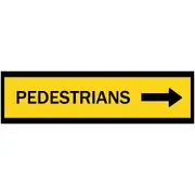 Boxed Edge Road Sign - Pedestrians - Right Arrow - 1200 x 300mm