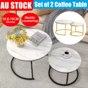 Set of Coffee Table Round Marble Nesting Side End Wooden Round Table Furnitures