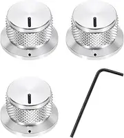 uxcell 3Pcs Aluminium Knurled Potentiometer Knobs 1/4" Volume Tone Control Top Hat Knob for Guitar Instruments Audio Mixer Amplifier Silver
