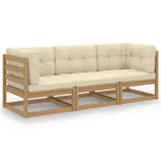 3-Seater Garden Sofa with Cushions Solid Pinewood vidaXL