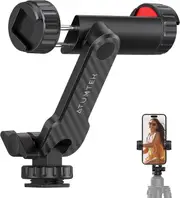 Tripod Mount, Mobile Phone Holder Tripod With 2 Cold Shoe, 360 Rotation Smartphone Tripod Adapter Black