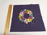 Hand Embroidery Quilt Block Wreath of Flowers