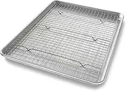 USA Pan Bakeware Half Sheet Baking Pan and Bakeable Nonstick and Cooling Rack Set, Metal