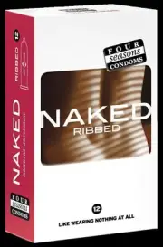 Four Seasons Naked Ribbed Condoms 12 Pack