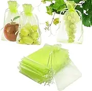 WELANE Fruit Protection Bags, 50 PCS Drawstring Mesh Barrier Bag for Fruits, Plants, Vegetables, Flowers (Green)