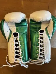 Boxing gloves green white tribal design horsehair 10oz super rare