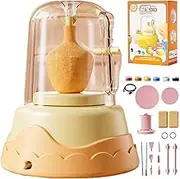 Electric Pottery Wheel, Pottery kiln with 2 Speed ​​Adjustment, Mini Pottery Wheel, Removable for Cleaning, Clay Ceramic Shaping Art DIY Work Tool Kit, for Adults Kids, 8 Accessories Yellow