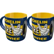 2PK Nostalgic-Art Ceramic Mug Michelin Tyre Service 9x9cm - Blue