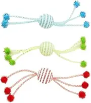 3pcs Cat Toy Cats Sticks Cat Toys Interactive Ropes Ball Toys for Pet Dogs Teasing Bite-Resistant Wool Ball Accesorios