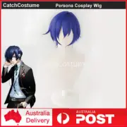 Anime Persona 3 P3 Yuuki Makoto Cosplay Wig Mens Blue Short Hair Role Play Wigs