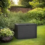Garden Storage Box Anthracite 78x44x55 cm, Outdoor Waterproof Deck Bin, Polypropylene Plastic, Large 190L Capacity, Patio Tool Cabinet, Lockable Container, Furniture Accessories