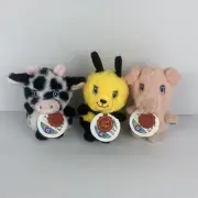 Keel Toys Adoptable World Pig Cow Bee Plush Soft Farm Animal Lot 10cm Tags