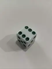 6 Sided Dot Die White With Army Green Pips Dice Board Game Replacement Part New!