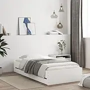 Bed Furniture Bed Frame with Drawers Without Mattress White 90x190 cm