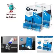 Acrylic with Business Card Holder for 400 Flyers, 2 Pack Clear Flyer Stands f...