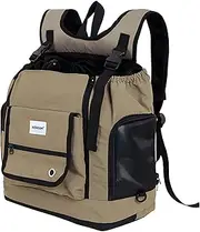 LIFEBEA Ergonomic Pet Carrier Backpack - Ventilated & Secure Front/Back Cat & Small Dog Carrier (Up to 7kg) - Airline Approved Travel Bag with Escape-Proof Leash & Storage (Dark Brown)