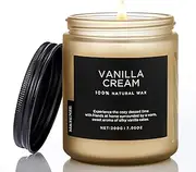 M&SENSE Vanilla Soy Candles, Large 2 Wick Jar Candle 6.0oz, 40 Hours Burning Time, 100% Natural Organic Soy Wax, Relaxing Aromatherapy Scented Candle, Housewarming for Women and Men