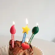 Birthday Cake Candles Set, 3 PCS Star Balloon Flame Shaped, Kids Children Happy
