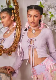 [Sugar Thrillz] Royal Heating Up Tie Front Cardigan