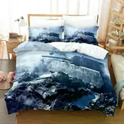 v367 Bed Sheets Printed World of Tanks Bedding Set Pillowcase Game Duvet Cover Double Twin Full Queen King Adult Kids Bedclothes Quilt Cover 3-Piece B