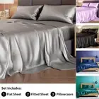 3/4Pcs Luxury Satin Fitted Sheet Set Skin-friendly Silk Bedding Set For Bedroom