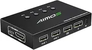 4K@60Hz Switch 4 Port USB Switcher Selector 4 in 1 Out Switcher with Remote Control Sync Output o&Video Black One Size