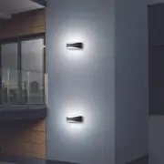 Outdoor LED Up/Down Wall Light S/M in Dark Grey or Matt White Curved 10W