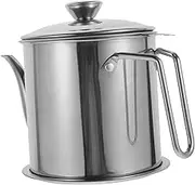 HEALEEP Kitchen Oil Jug Filter Stainless Pot for Used Oil Container Grease Holder Strainer