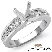 Asscher Channel Setting Semi Mount Diamond Engagement Ring 14k White Gold 0.7Ct