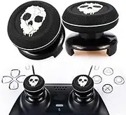 Playrealm FPS Thumbstick Extender & Printing Rubber Silicone Grip Cover 2 Sets for PS5 Dualsenese & PS4 Controller (Ghost)