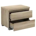 Wooden Bedside Table 2 Drawer Retro Cabinet Bedroom Sofa Side Oak