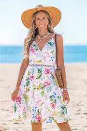 Cupshe Jasmine Breeze Floral Mini Dress - White,XL