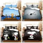 Snoopy Cartoon Doona Duvet Cover Pillowcase Bedding Set Single Double Queen Size