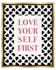 Love Yourself First Phrase Framed Floater Canvas Wall Art by Martina Pavlova