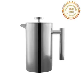 304不鏽鋼法壓壺手衝咖啡壺帶濾網雙層衝茶壺供貨