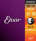 3 Sets Elixir 16077 Nanoweb Phosphor Bronze Light-Medium Guitar Strings 12-56