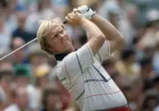 Jack Nicklaus in action, drive during Sunday play at Oakmont - 1973 Old Photo 2
