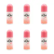 6x Mum 50ml All Day Anti Sweat Roll On Anti-Perspirant Deodorant Cool Pink