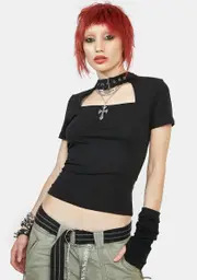 [Dangerfield] Punk Buckle Jersey Top