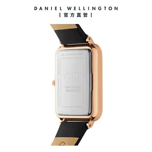 【Daniel Wellington】DW 手錶 飾品禮盒 29x36.5 經典黑皮革大方錶 X 經典簡約手環-曜目黑L