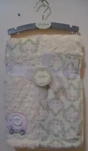 Girls Kyle & Deena Pink Ivory Soft Plush Elephant Swirl Baby Blanket