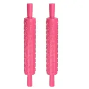 2pcs Pattern Embossed Rolling Pin PP 37cm x 5cm Star Heart