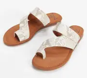 New Zodiac Womens Snake Embossed Yuma Birch Toe Loop Slide Sandals Size 11