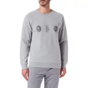 Replay Mens Crew Fleece weater Pdye Aged Logo Melange Grey