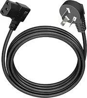 Gigflpyo 4.9FT Power Lead with IEC 320 C13 Female 90-Degree Elbow Power Cord Wire, Pure Copper 1.5M Left Angle Iec End - Black 3-Core Flexible Power Cord, 3-Pin Plug to Left Angle Iec Socket