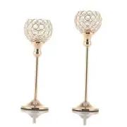 Crystal Candle Holders Set of 2,Pillar Candlesticks for 13" & 15" Tall Gold