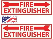 x2 Fire Extinguisher Sticker - Office Safety Notice - Emergency Sign - 11x3.5 In