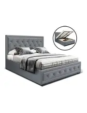 [Artiss] Bed Frame Double Size Gas Lift Grey TIYO